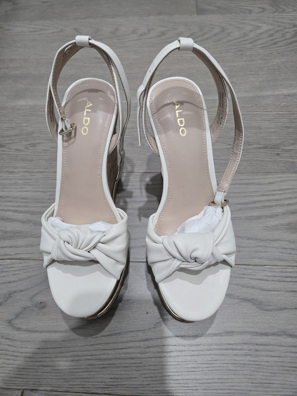 Aldo White Knot Front Slingback Heels